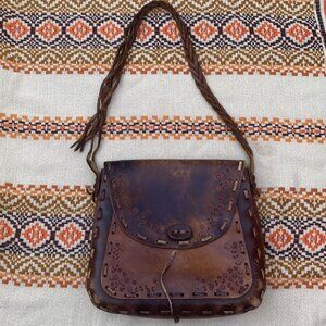 60-(VA) Vintage. Buffalo Leather. Handcrafted. Purse.